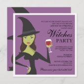 Éffrayant Chic Witch Party Halloween Invitation (Devant / Derrière)