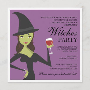 Éffrayant Chic Witch Party Halloween Invitation