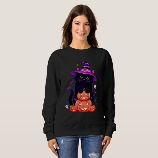 Éffrayant Citrouille sucré Kitty Sweatshirt (Devant entier)