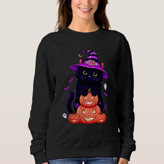 Éffrayant Citrouille sucré Kitty Sweatshirt (Devant)