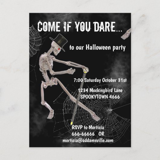 Éffrayant Dancing Skeleton Halloween Invitation (Devant)