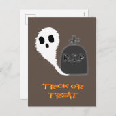 Éffrayant Fantôme Avec Grave Carte Postale Hallowe (Devant / Derrière)