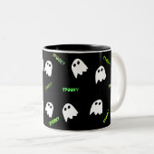 éffrayant fantôme d'Halloween à deux tons café Mug (Devant droit)
