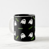 éffrayant fantôme d'Halloween à deux tons café Mug (Devant gauche)