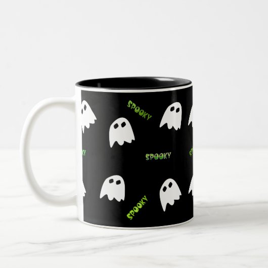 éffrayant fantôme d'Halloween à deux tons café Mug (Gauche)