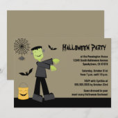 Éffrayant frankenstein bat halloween invitation (Devant / Derrière)