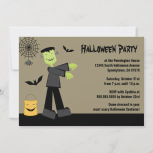 Éffrayant frankenstein bat halloween invitation