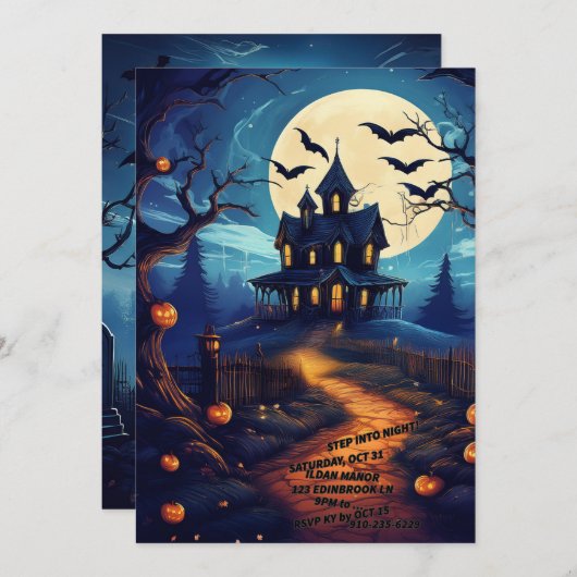 Éffrayant, Fun Halloween Invitation (Devant / Derrière)