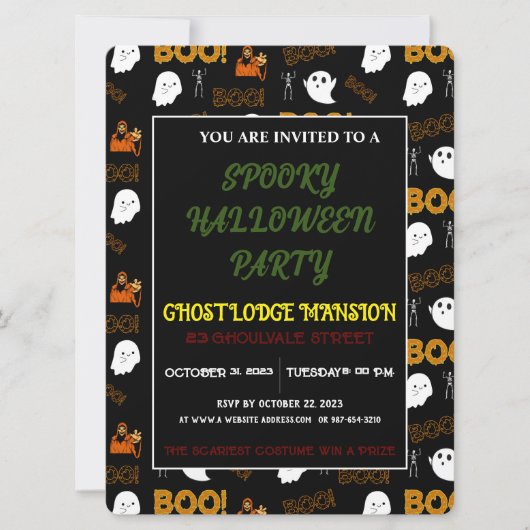 ÉFFRAYANT GHOST HAPPY HALLOWEEN PARTY INVITATION (Devant)