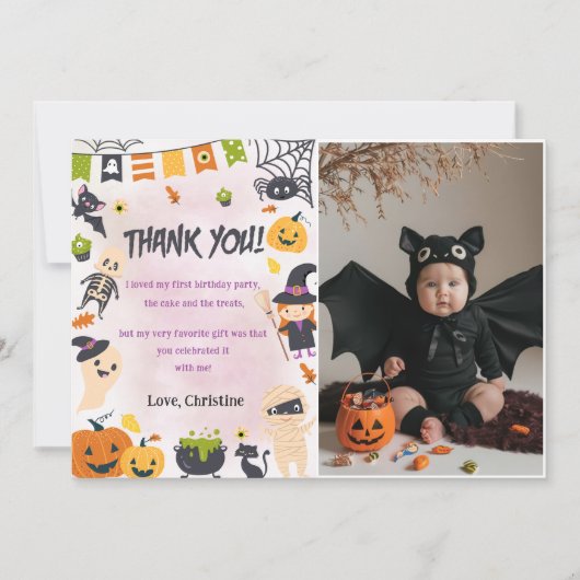 Éffrayant Halloween Cute Ghost Carte de remercieme (Devant)