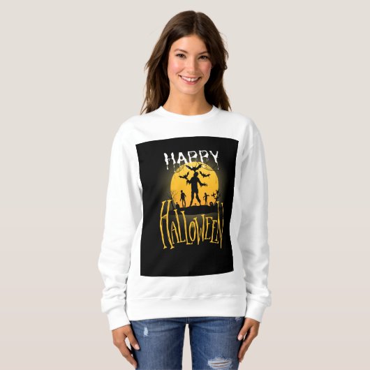 Éffrayant Happy Halloween Sweatshirt (Devant entier)