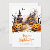 Éffrayant Hauned House Citrouilles Bonne carte Hal (Devant / Derrière)