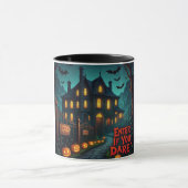 Éffrayant Haunted House & Bats Halloween Mug (Centre)