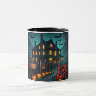 Éffrayant Haunted House & Bats Halloween Mug