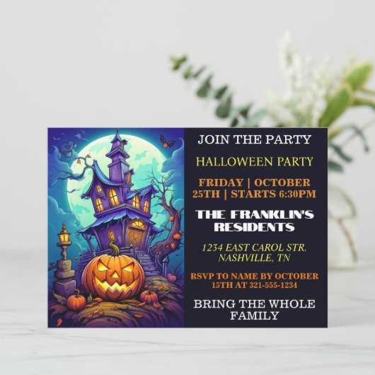 Éffrayant Haunted House Halloween Invitations de l (Debout devant)