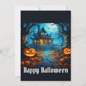Éffrayant Haunted House Halloween Invitations de l (Dos)