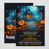Éffrayant Haunted House Halloween Invitations de l (Devant / Derrière)