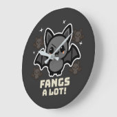 Éffrayant Kawaii Bat Halloween Grande horloge (Angle)