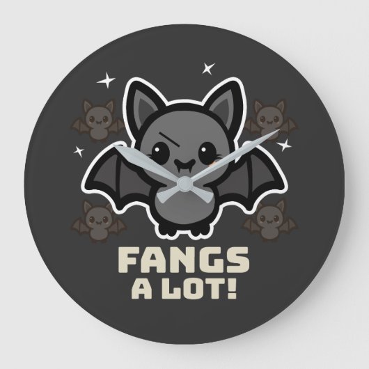 Éffrayant Kawaii Bat Halloween Grande horloge (Recto)