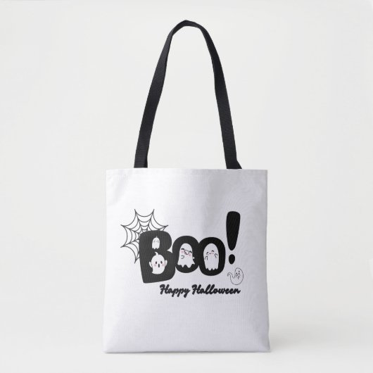 Éffrayant mignon "Boo !" Sac fourre-tout fantôme d (Devant)