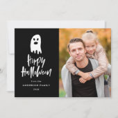 Éffrayant moderne Ghost Happy Halloween Carte phot (Devant)