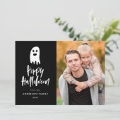 Éffrayant moderne Ghost Happy Halloween Carte phot (Debout devant)