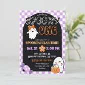 Éffrayant One, Retro Thème 1er Invitation annivers (Debout devant)