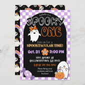 Éffrayant One, Retro Thème 1er Invitation annivers (Devant / Derrière)