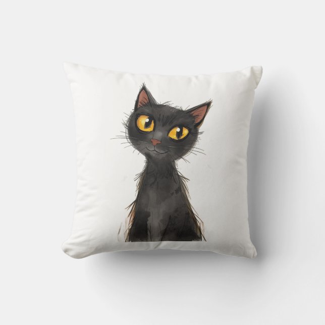Éffrayant Oreiller à lancer de chat noir Halloween (Recto)