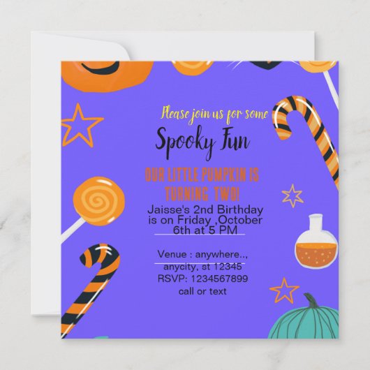 éffrayant plaisir fantôme halloween modèle invitat (Devant)