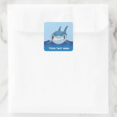 Effrayant requin ajouter Sticker Carré texte (Sac)