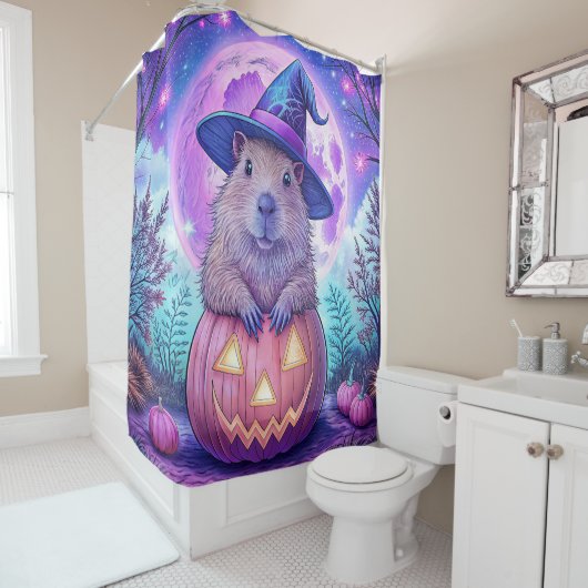 Éffrayant rideau de douche Capybara (En situation)