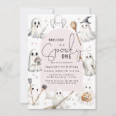 Éffrayant rose 1er anniversaire Invitation de fête (Devant)