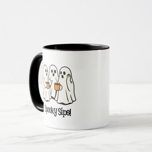 Éffrayant Sips Ghost Halloween Mug (Devant gauche)