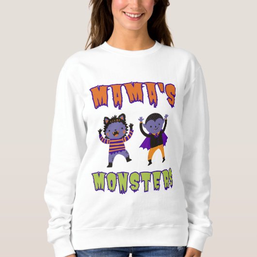 Éffrayant Sweatshirt des monstres d'Halloween MaMa (Devant)