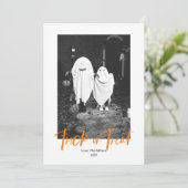 Éffrayant Tricoter ou traiter Carte photo Hallowee (Debout devant)