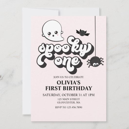 Éffrayant Un Halloween 1er Anniversaire Invitation (Devant)