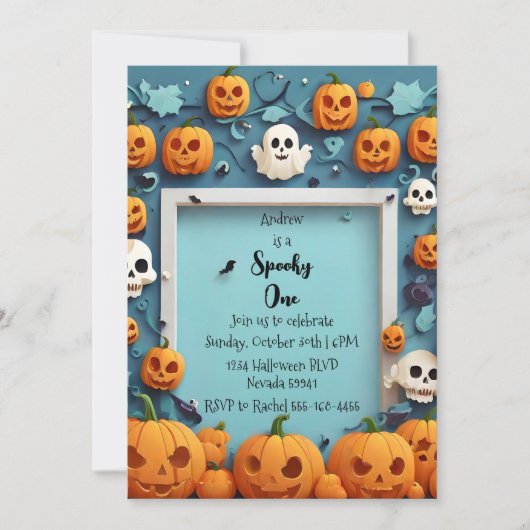 Éffrayant Un Halloween Première Invitation Anniver (Devant)