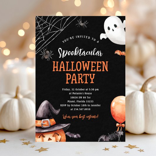 Éffrayante Halloween Party Black Orange Invitation