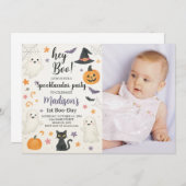 Éffrayante mignonne 1er anniversaire Invitation | (Devant / Derrière)