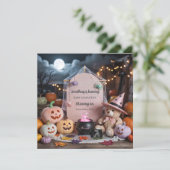 Éffrayante mignonne fille Halloween Faire-part de (Debout devant)