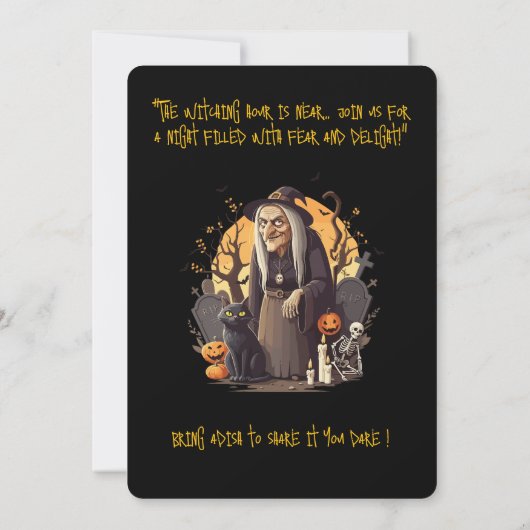 🧙 ‍ ♀️ Éffrayante sorcière Halloween Invitation � (Dos)