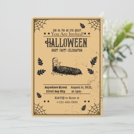 Éffrayante tombe Halloween Fête Invitation (Debout devant)