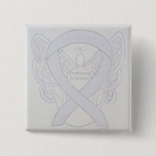 Efysema Awareness Angel Pearl Ribbon Custom Pin Vierkante Button 5,1 Cm