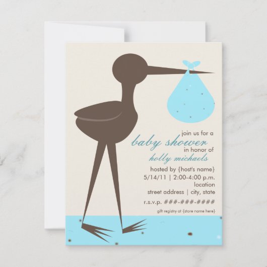 Eg Blue Baby shower van Sophisticated Stork Robin Kaart (Voorkant)