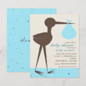 Eg Blue Baby shower van Sophisticated Stork Robin Kaart (Voorkant / Achterkant)