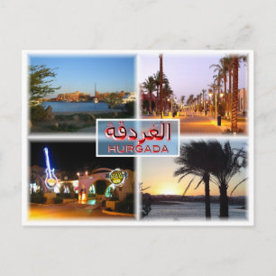 EG Egypte - Hurghada bij nacht - Rood Zee - El Pis Briefkaart