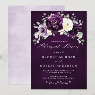 Egaplant Paars Plum Ivory White Rehearings Dinner Kaart