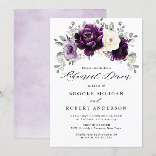 Egaplant Paars Plum Ivory White Rehearings Dinner Kaart