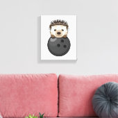 Egel bij Bowling met Bowling Canvas Afdruk (Insitu (Woonkamer))